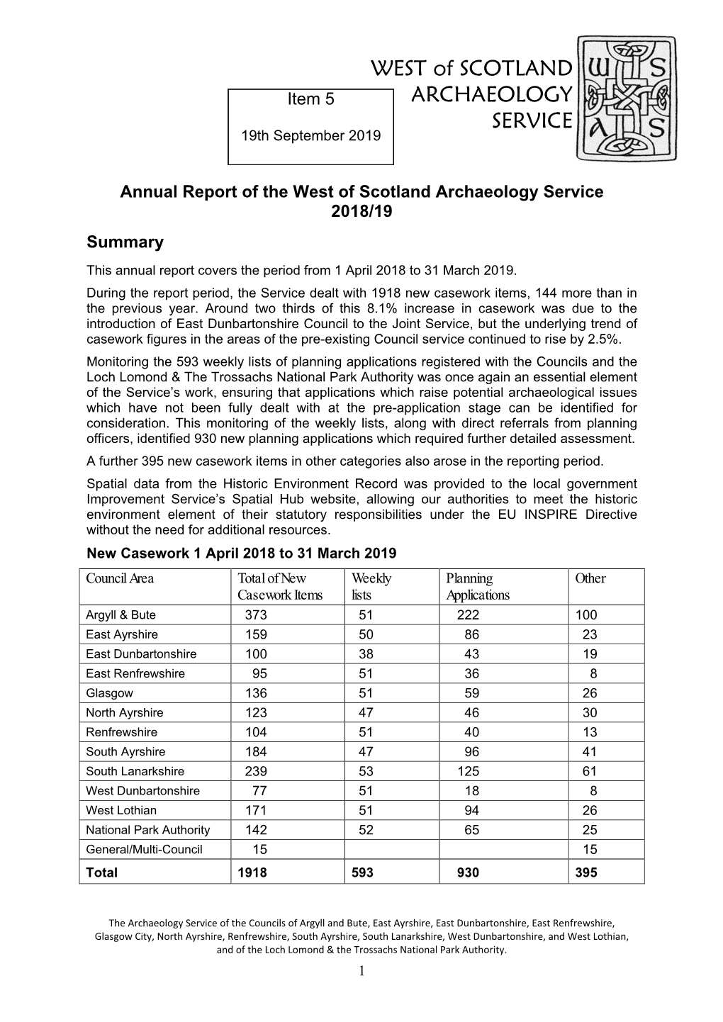 WEST of SCOTLAND ARCHAEOLOGY SERVICE