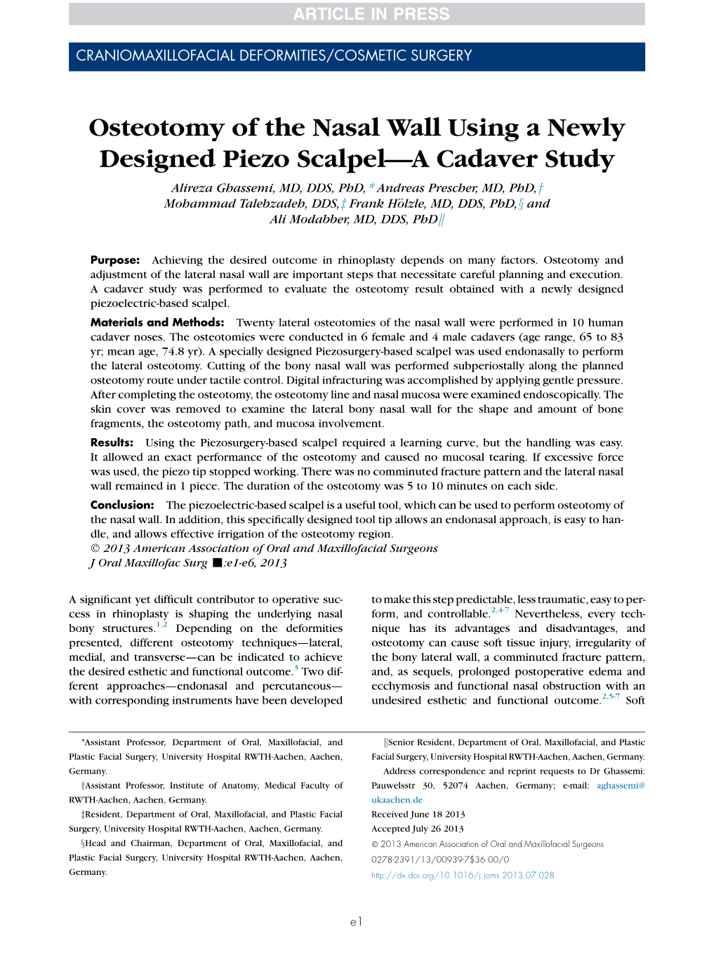 Osteotomy of the Nasal Wall Using a Newly Designed Piezo Scalpel-A