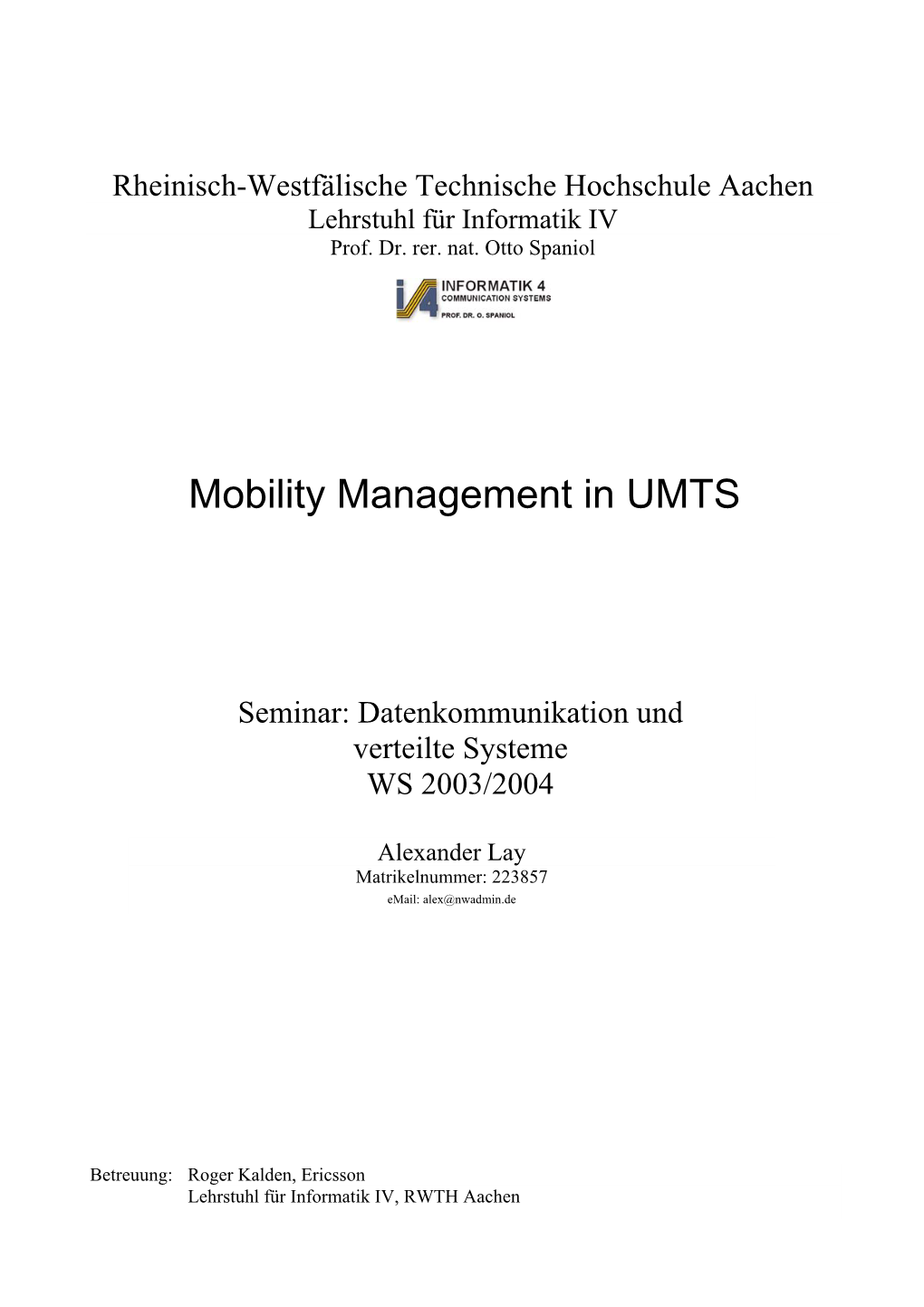 Mobility Management in UMTS