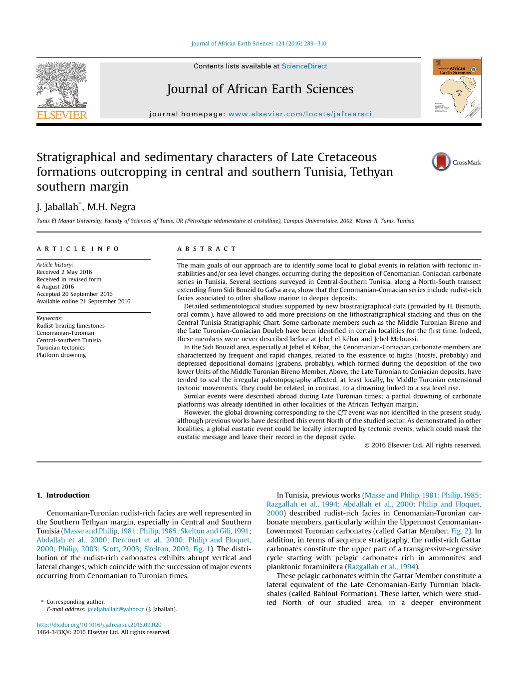 Journal of African Earth Sciences 124 (2016) 289E310