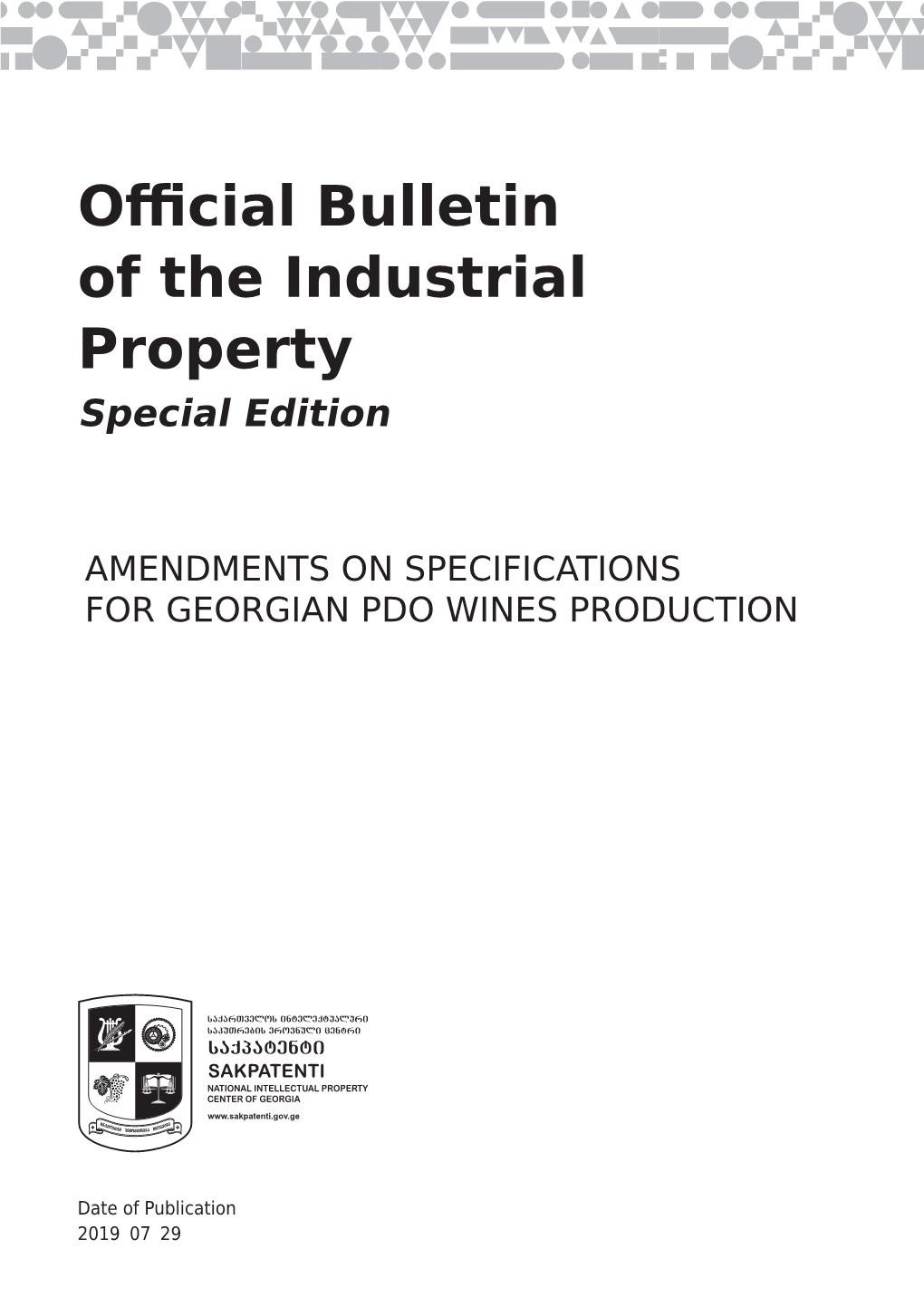 Official Bulletin of the Industrial Property Special Edition