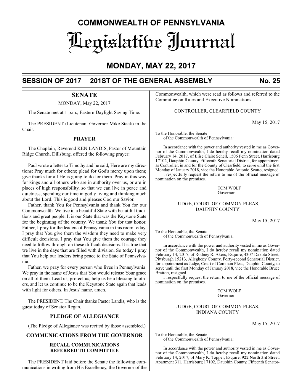 Legislative Journal