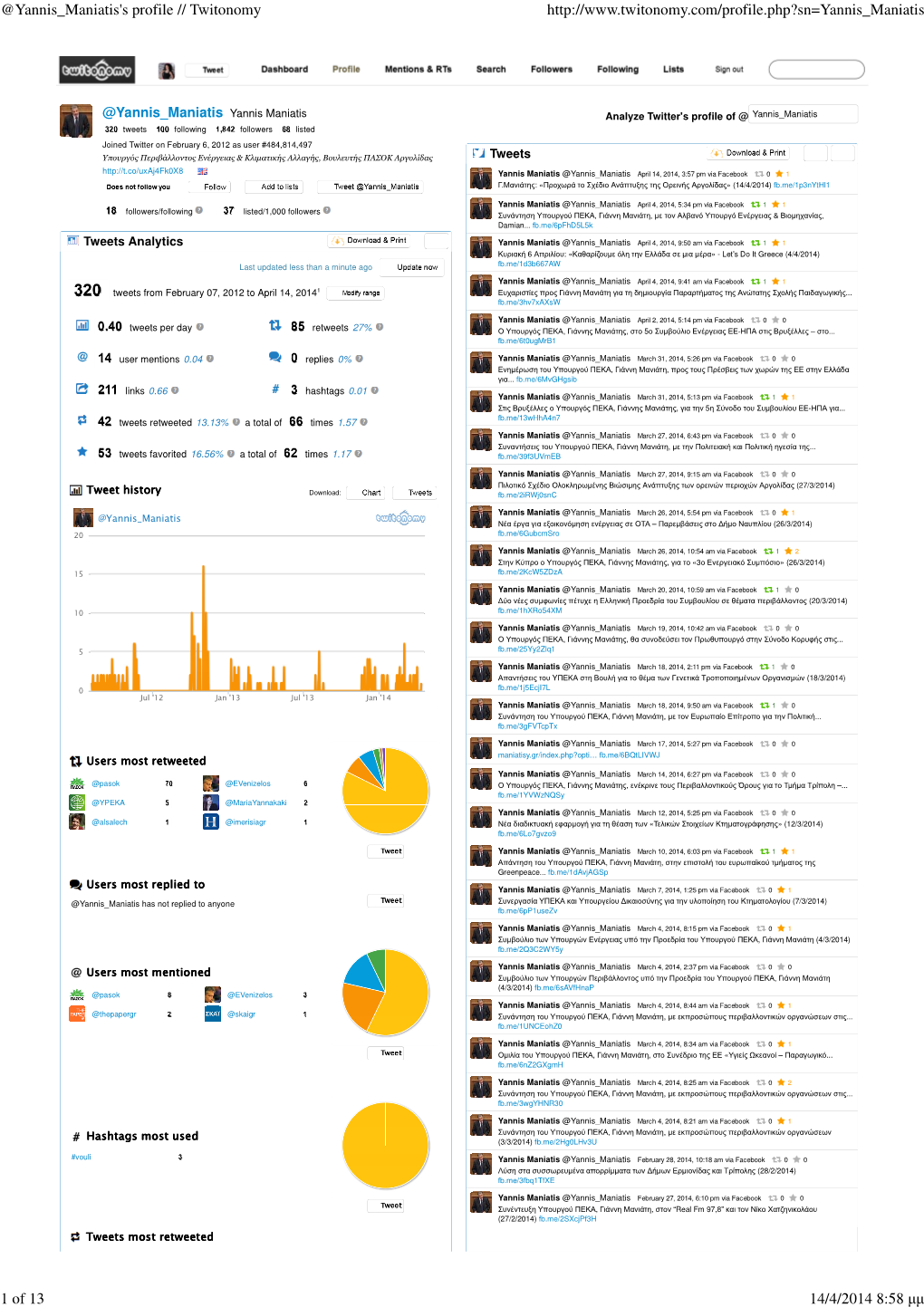 @Yannis Maniatis's Profile // Twitonomy