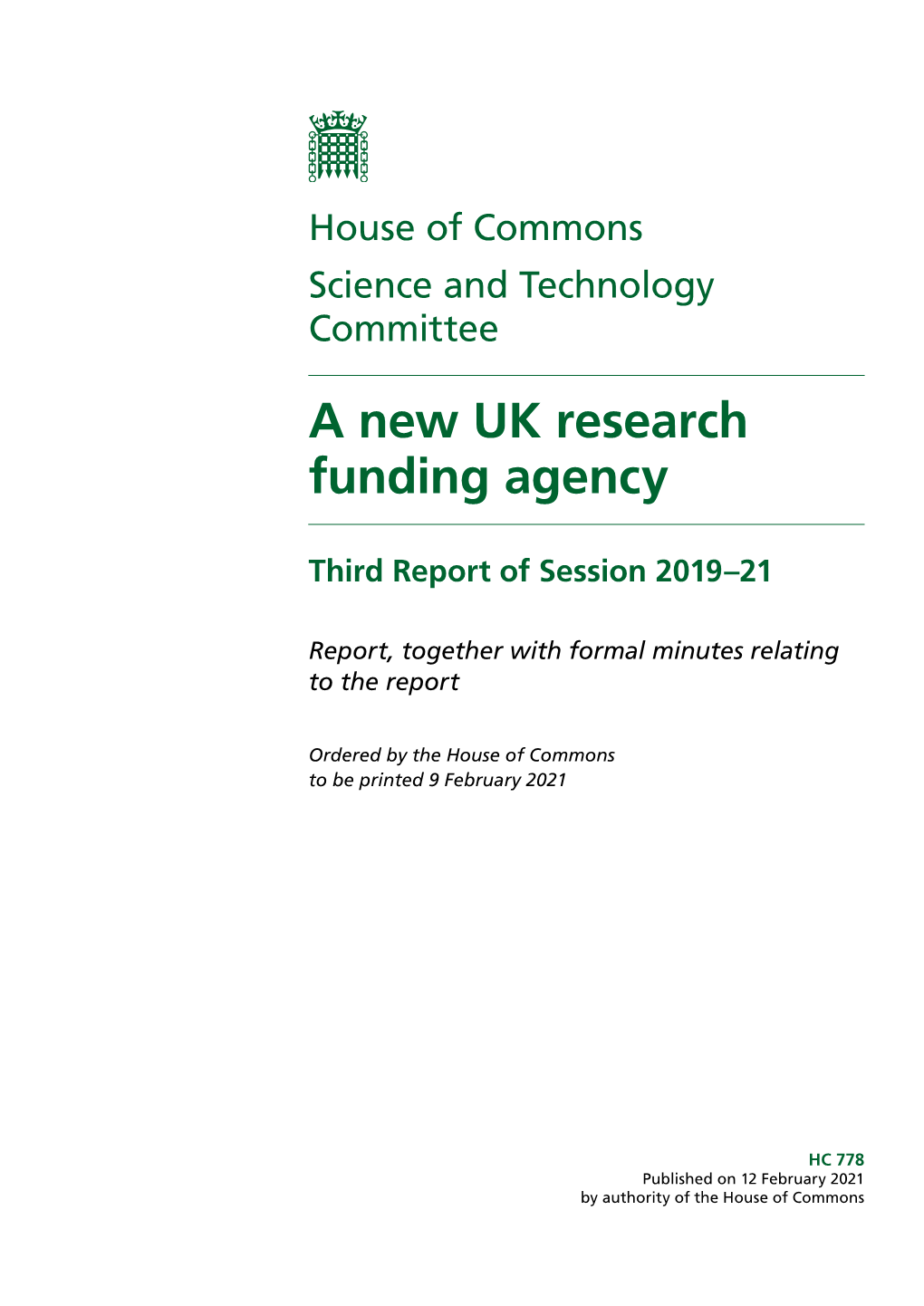 A New UK Research Funding Agency