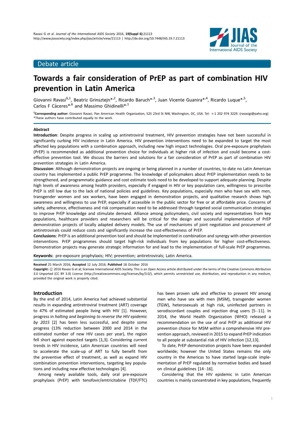 Towards a Fair Consideration of Prep As Part of Combination HIV Prevention in Latin America