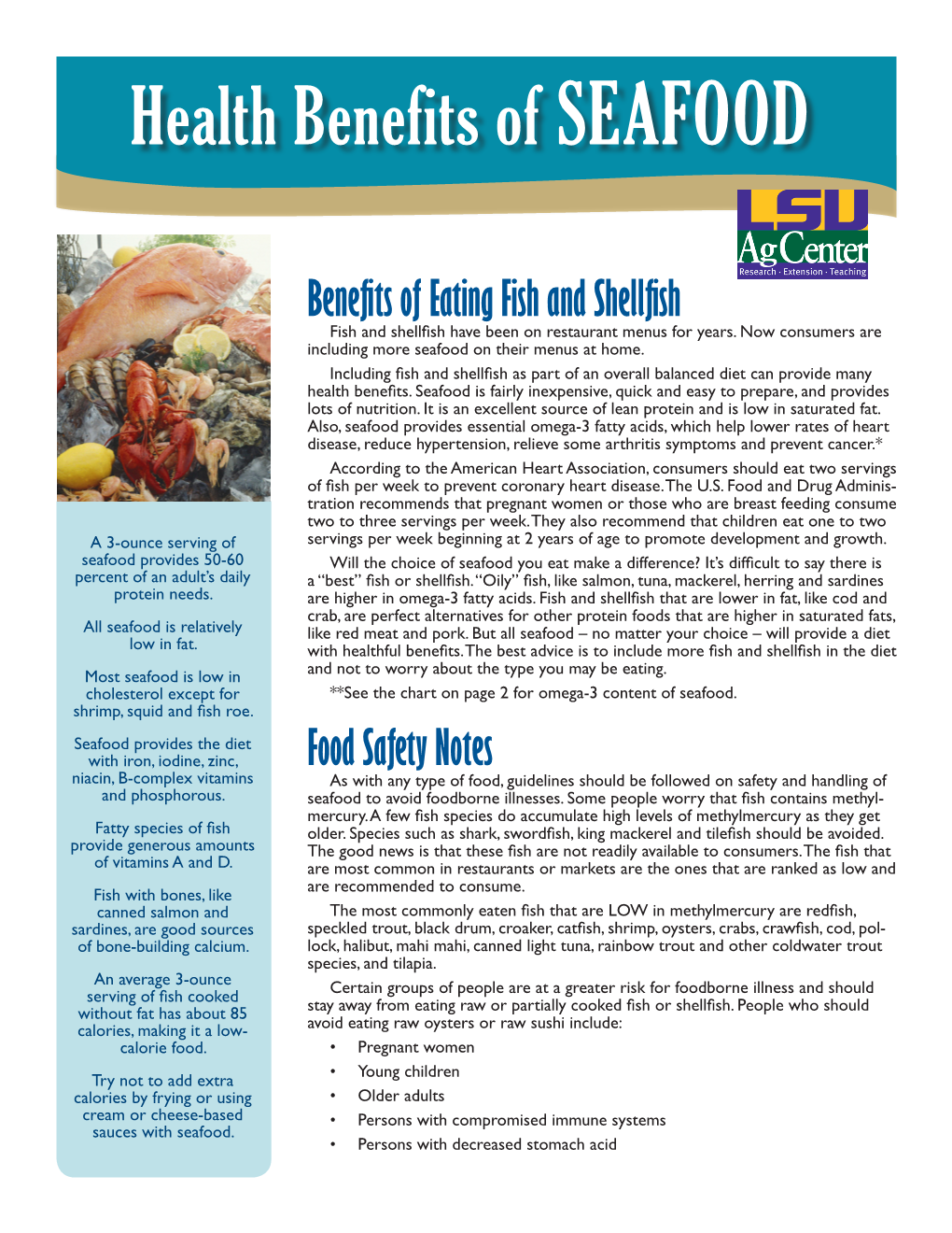 Health Benefits of SEAFOOD