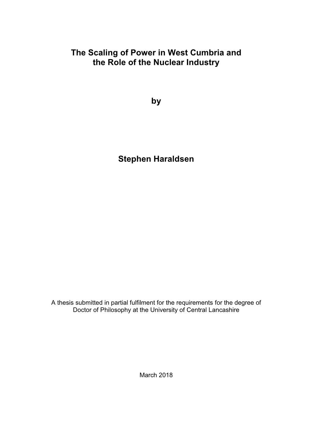 The Scaling of Power in West Cumbria and the Role of the Nuclear Industry