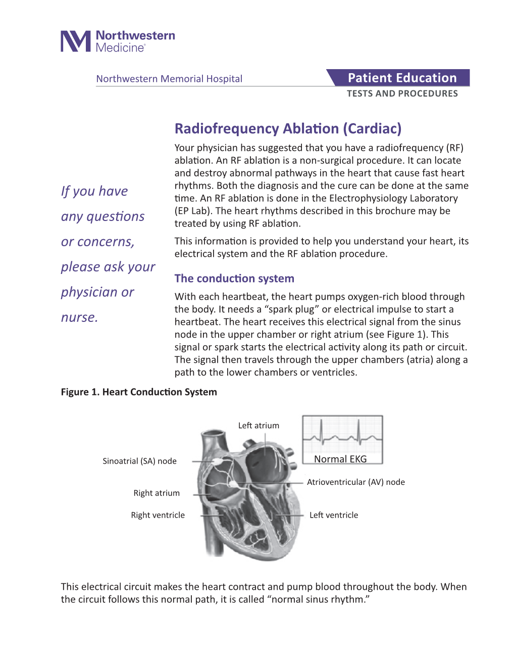 Radiofrequency Ablation (Cardiac) Your Physician Has Suggested That You Have a Radiofrequency (RF) Ablation