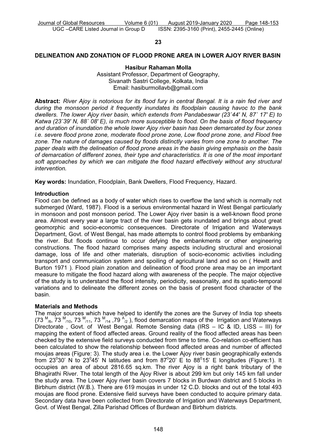 148 23 Delineation and Zonation of Flood Prone