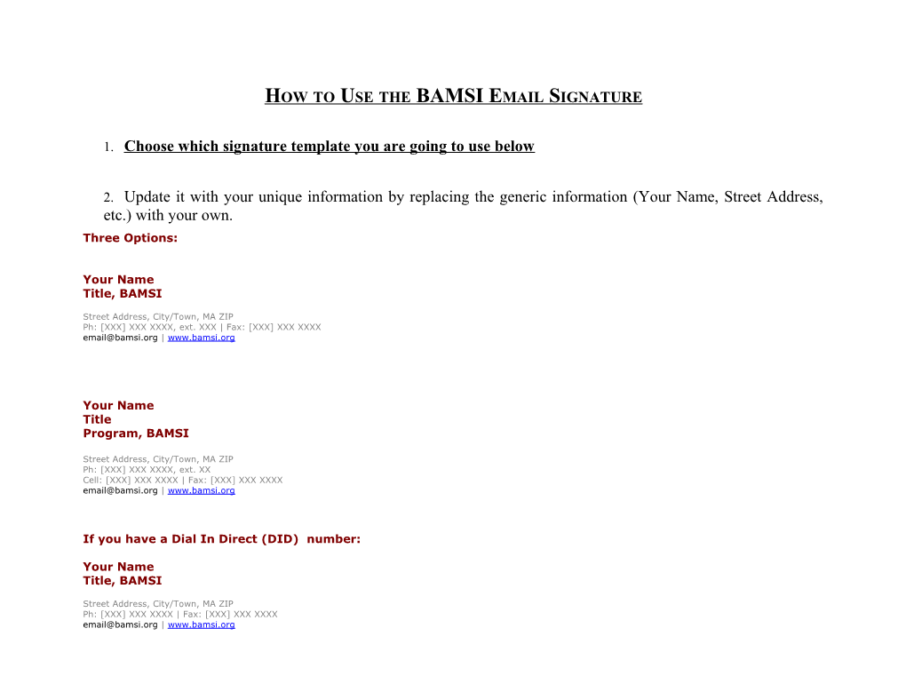 How to Use the BAMSI Email Signature