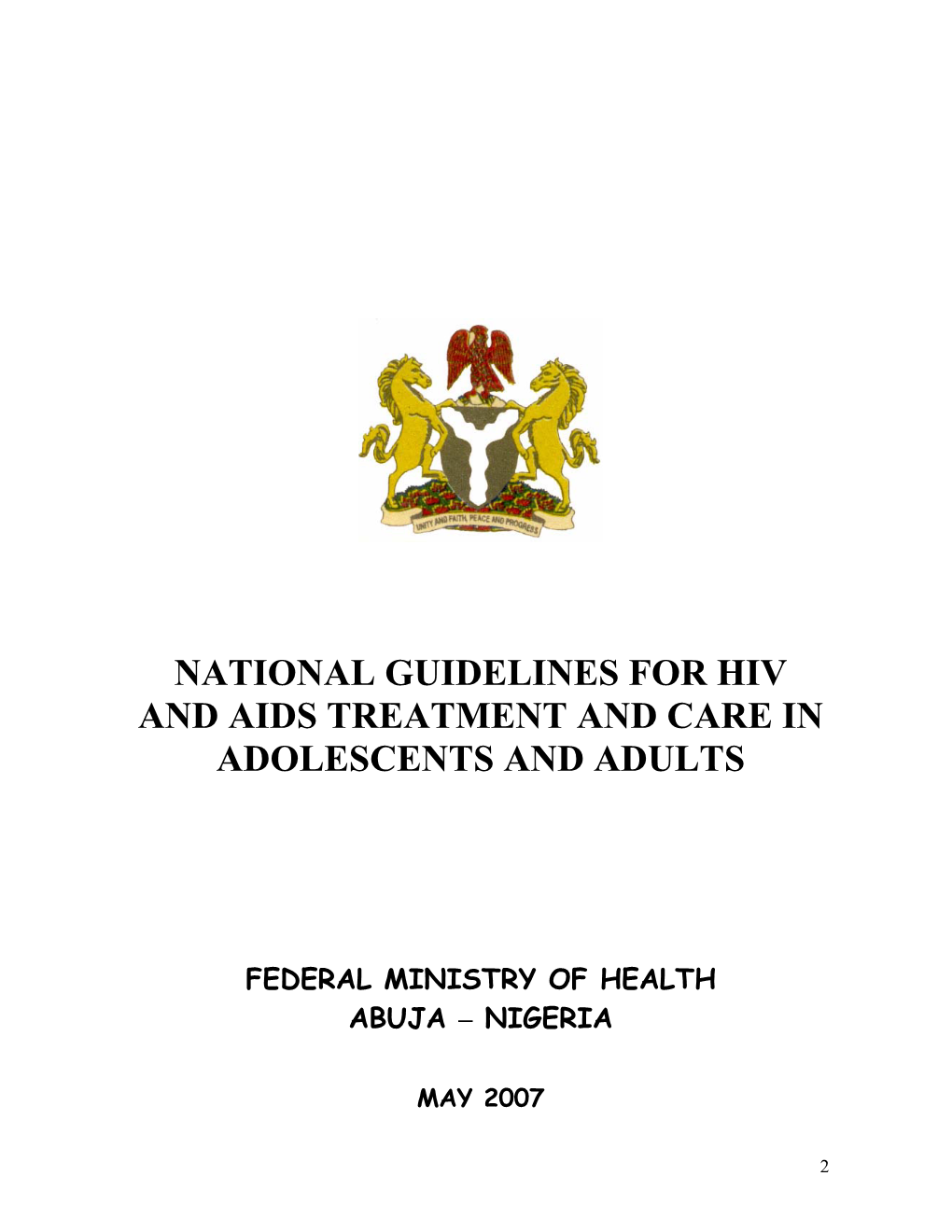 National Guidelines for Hiv and Aids Treatment and Care in Adolescents and Adults