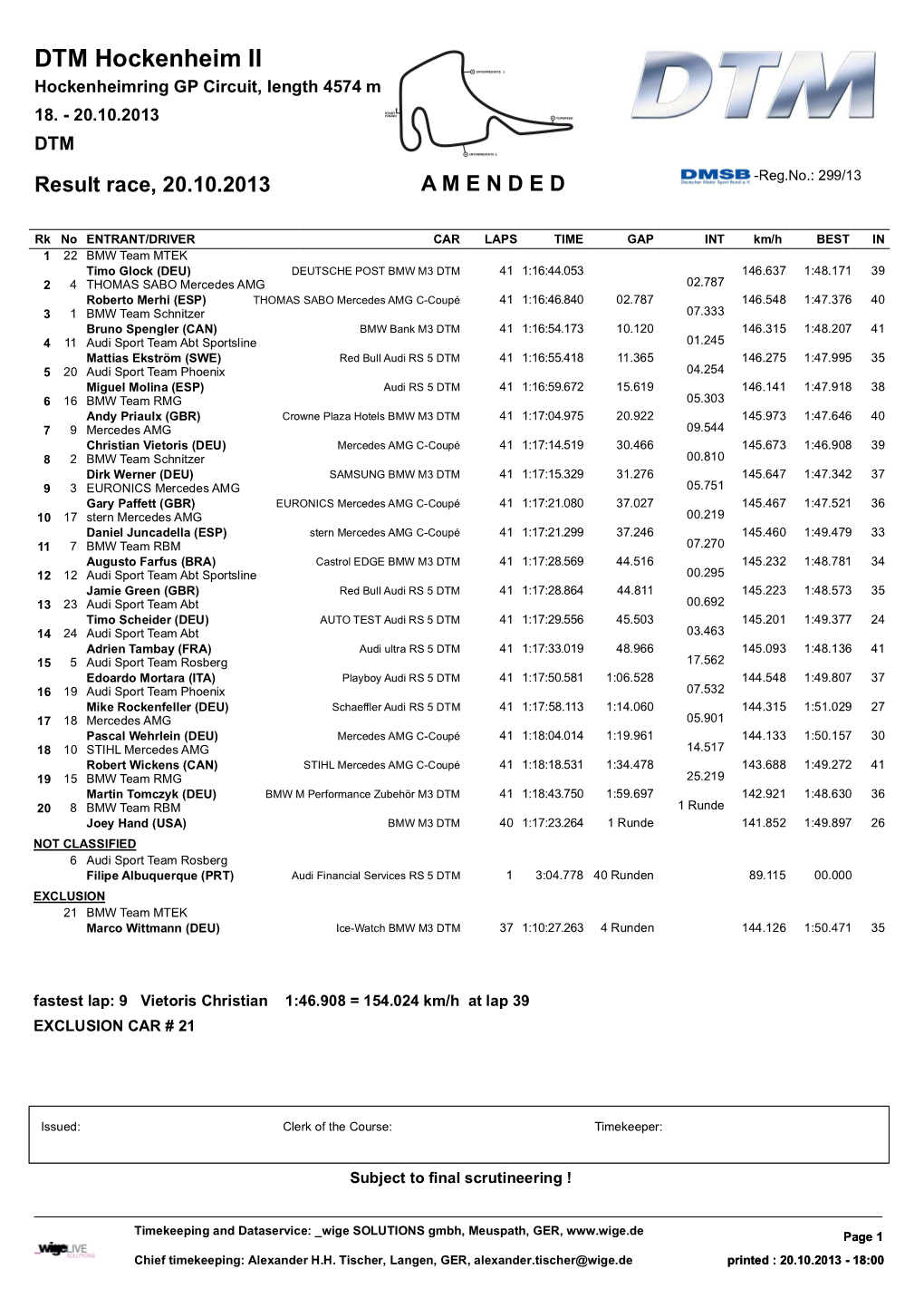 DTM Hockenheim II Hockenheimring GP Circuit, Length 4574 M 18