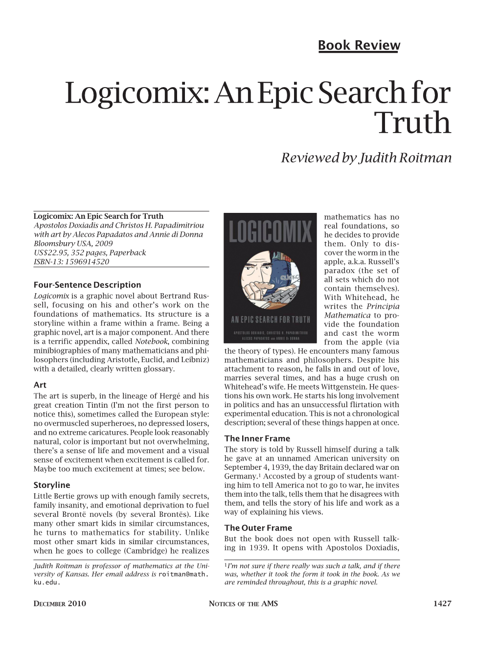 Logicomix: an Epic Search for Truth