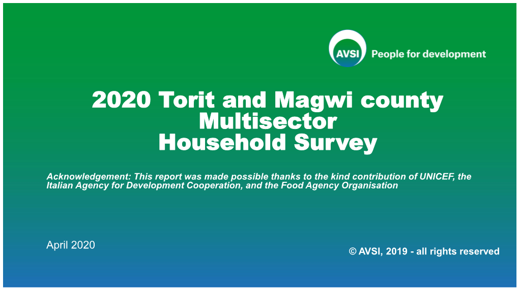 2020 Torit and Magwi County Multisector Household Survey