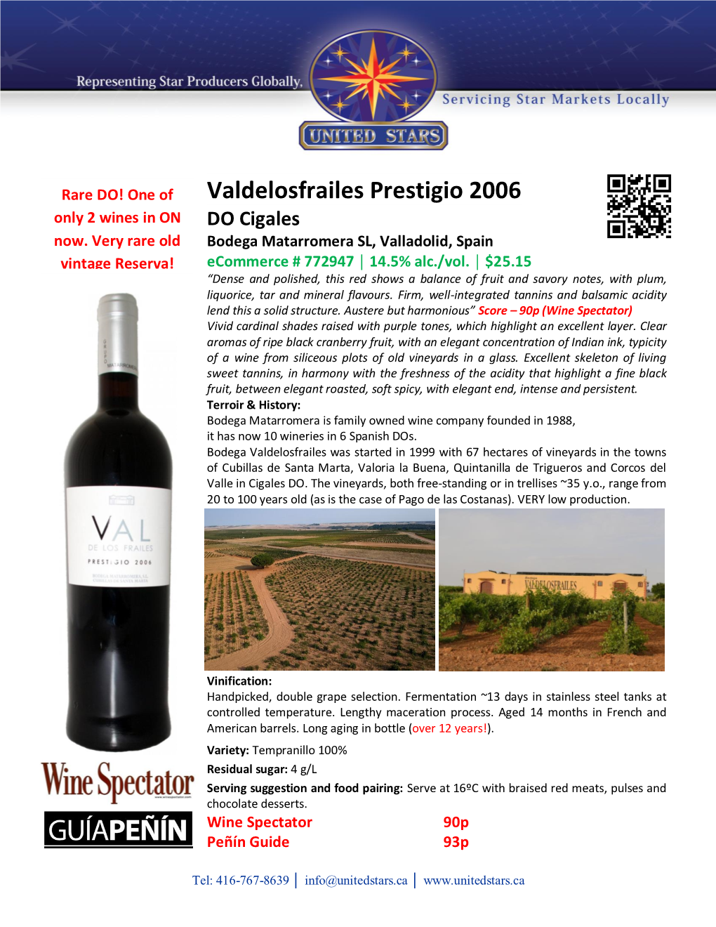Valdelosfrailes Prestigio 2006 Only 2 Wines in on DO Cigales Now