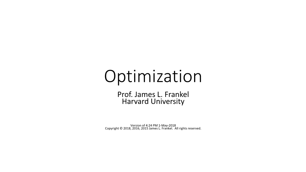 Optimization in Our Projects