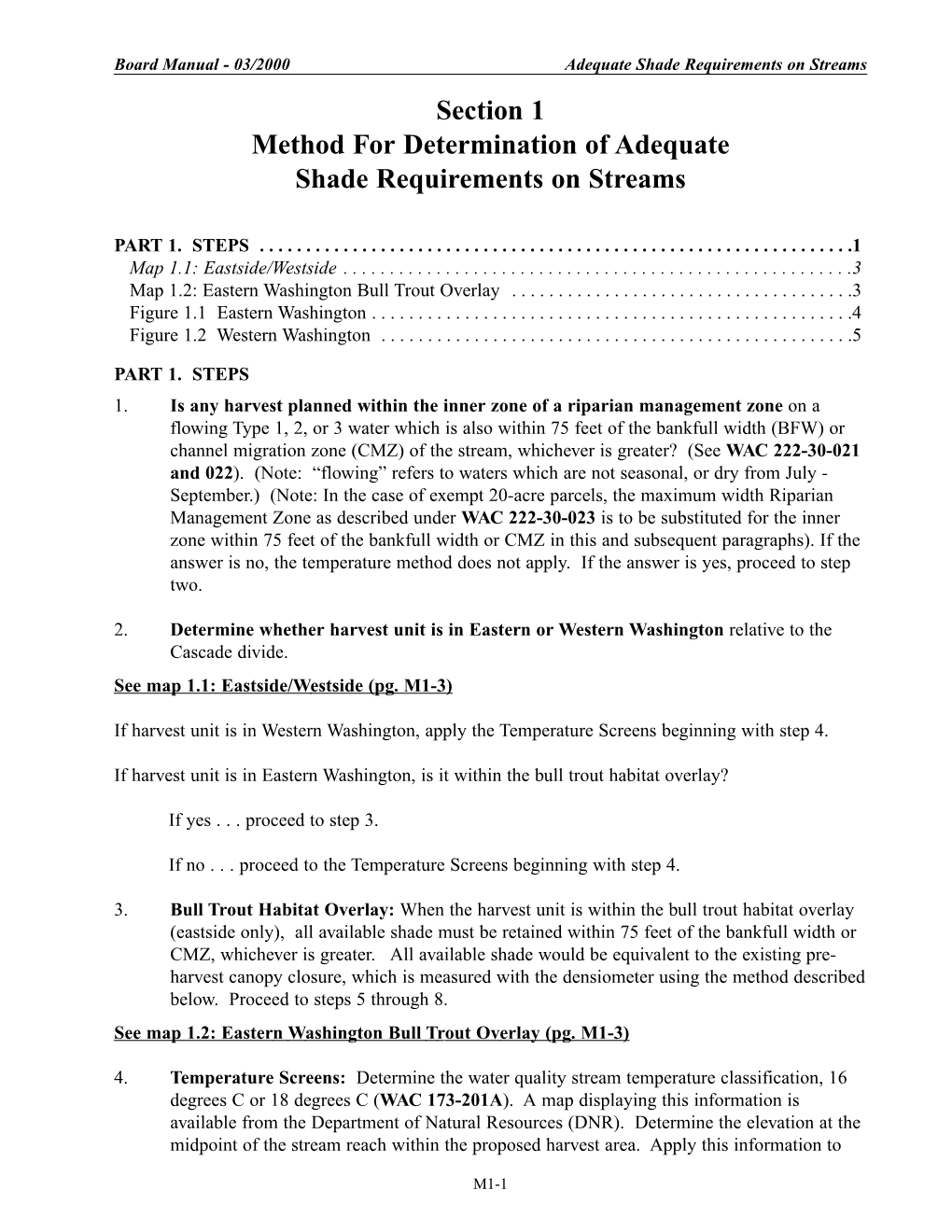 Section 1 Method for Determination of Adequate Shade Requirements on Streams