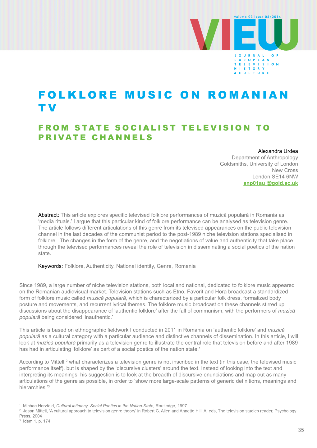 Folklore Music on Romanian Tv