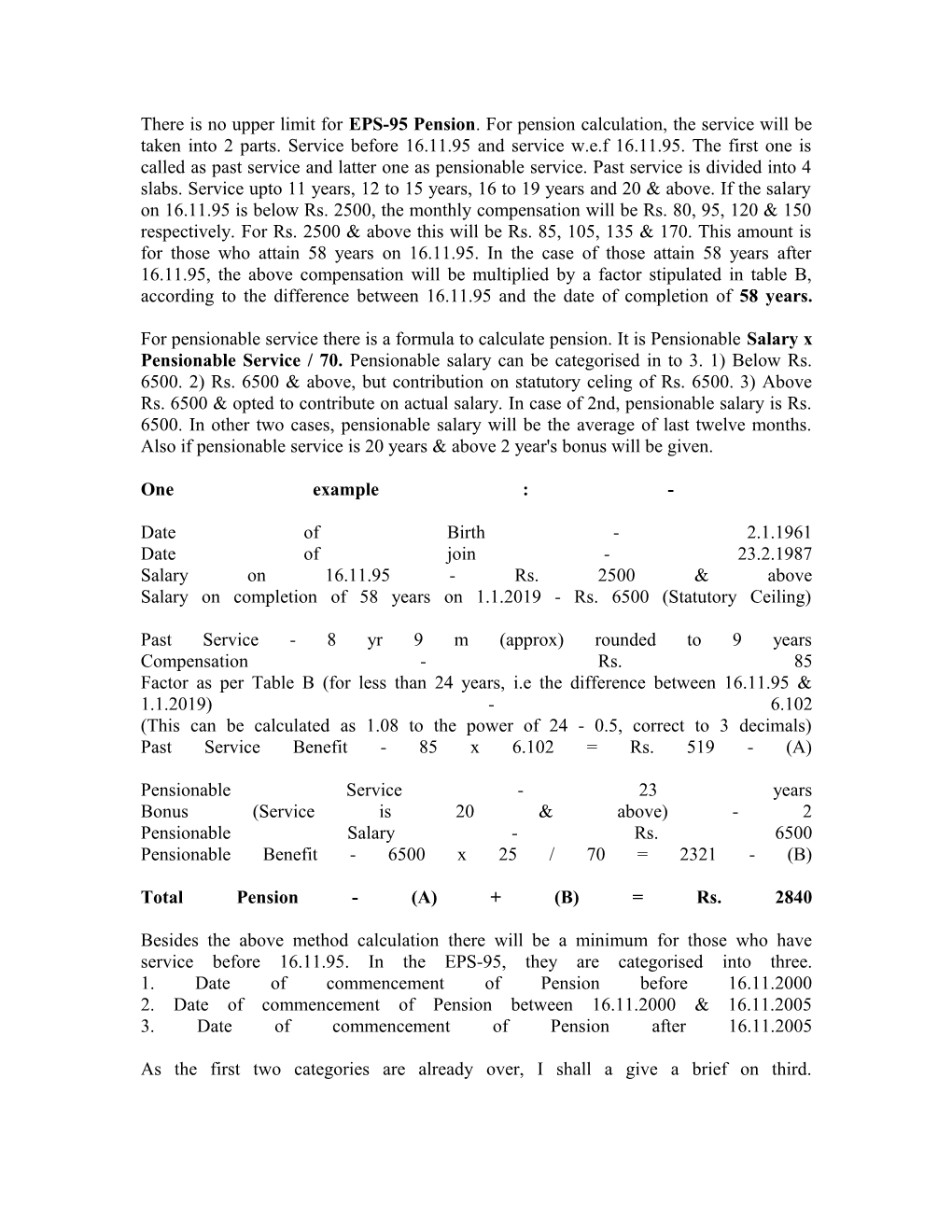 There Is No Upper Limit for EPS-95 Pension