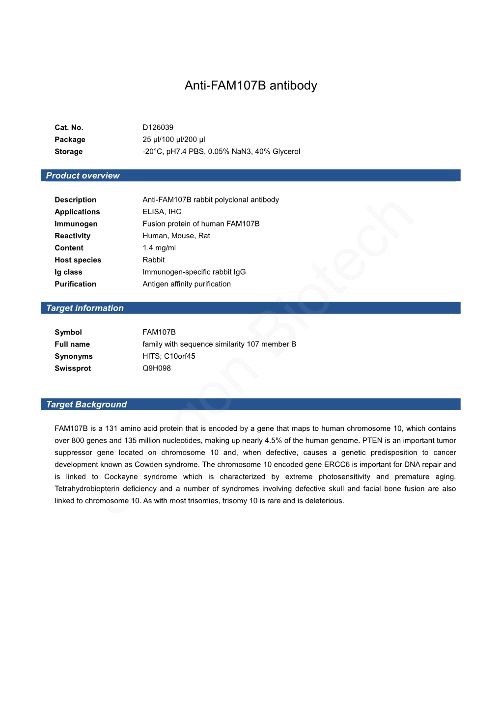 Anti-FAM107B Antibody