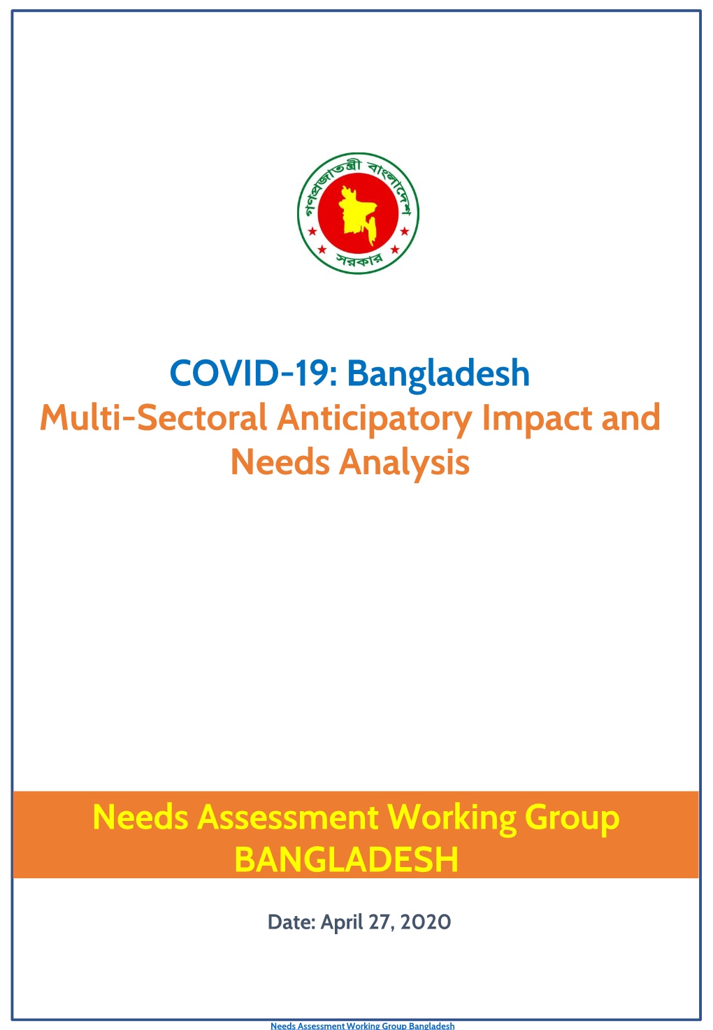 COVID-19: Bangladesh Multi-Sectoral Anticipatory Impact and Needs Analysis