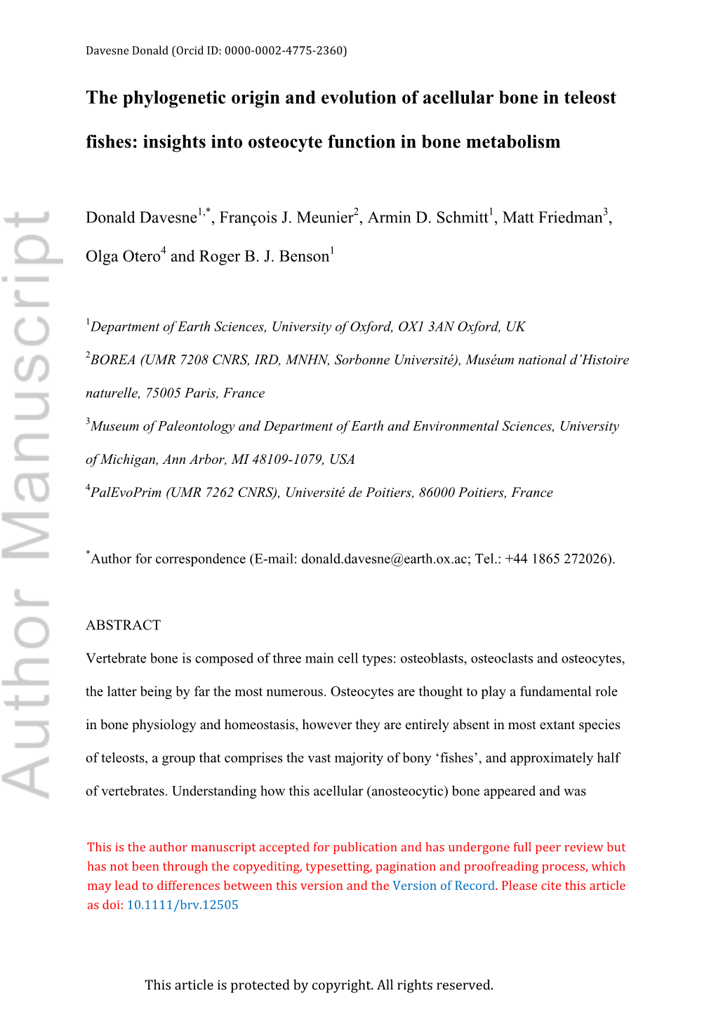 The Phylogenetic Origin and Evolution of Acellular Bone in Teleost Fishes: Insights Into Osteocyte Function in Bone Metabolism