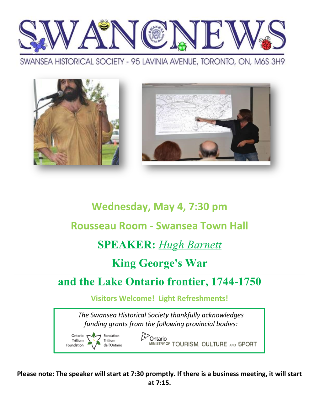 Swansea Town Hall Speaker: Hugh Barnett on “King George's War and the Lake Ontario Frontier, 1744-50”