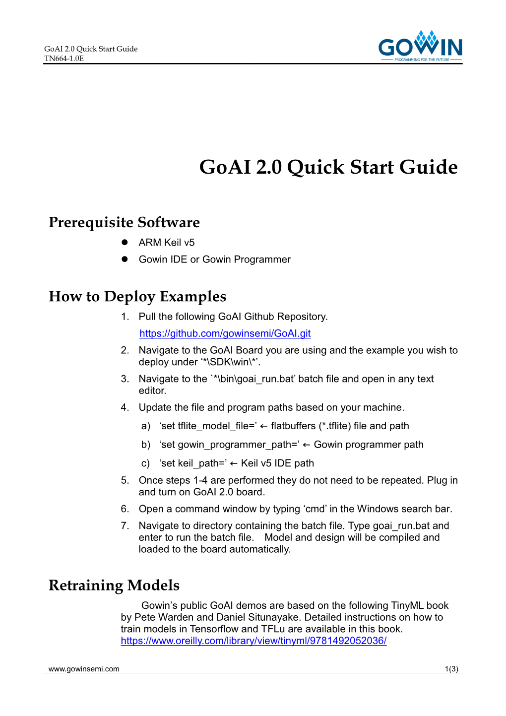 Goai 2.0 Quick Start Guide TN664-1.0E