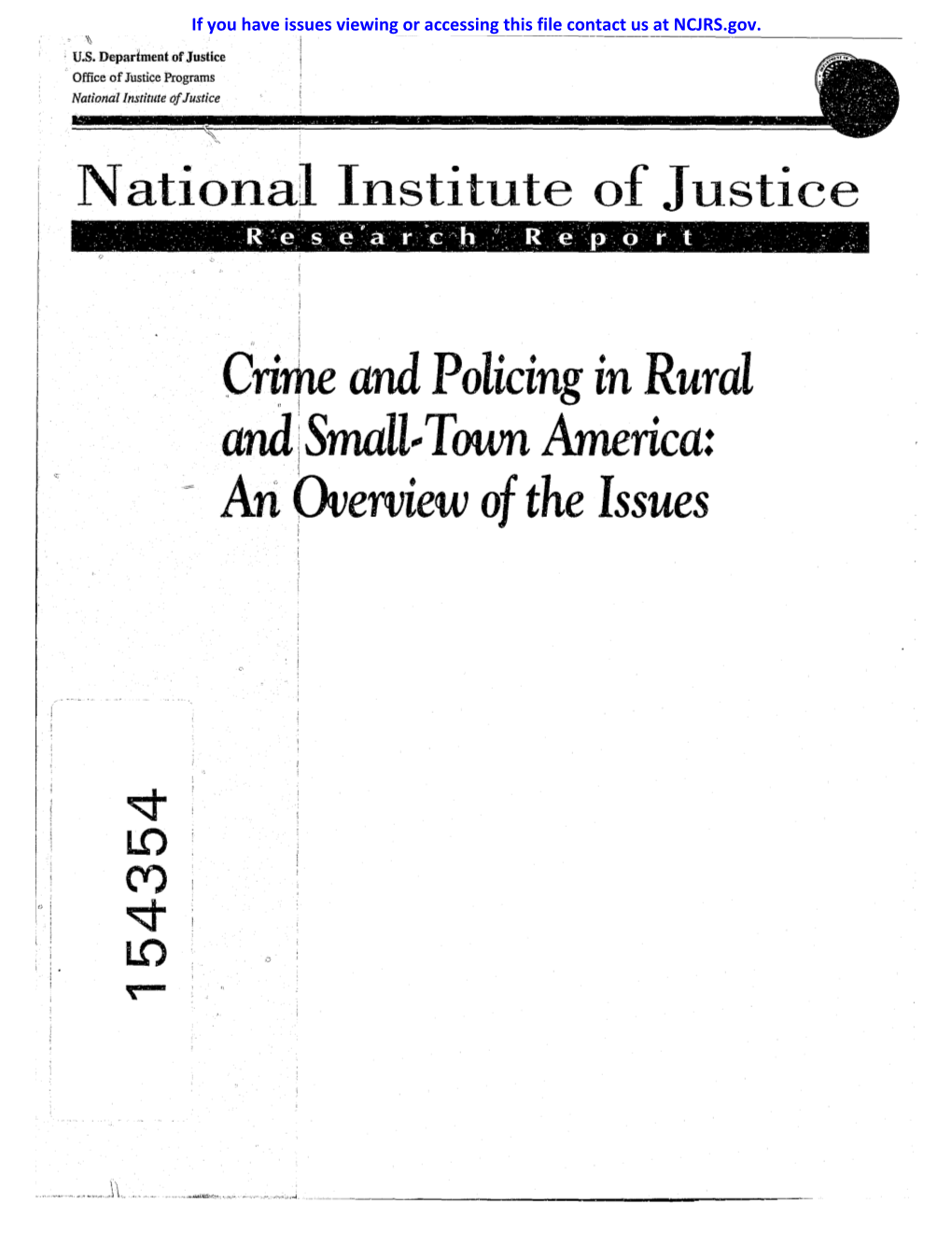 Crirpe and Policing in Rural and I Snulll,. T Mvn America