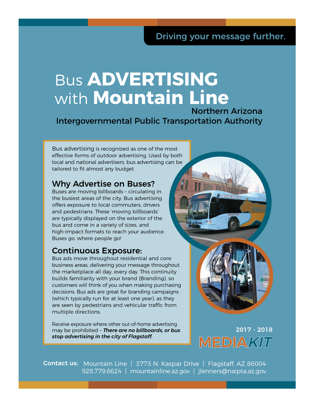 Bus ADVERTISING with Mountain Line Northern Arizona Intergovernmental Public Transportation Authority