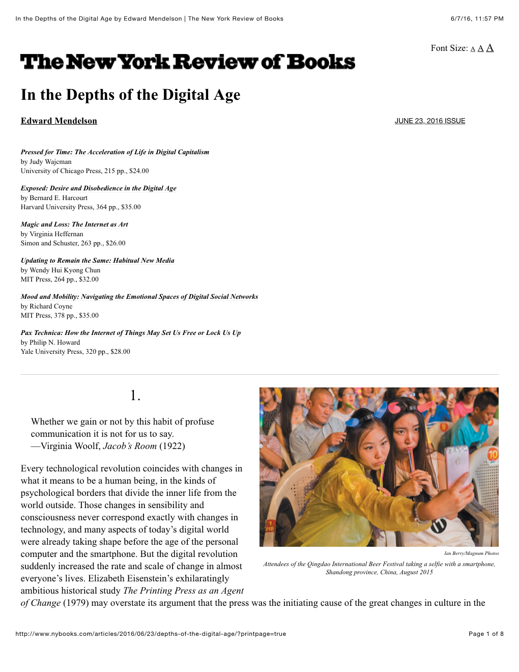 Mendelson's "In the Depths of the Digital Age"