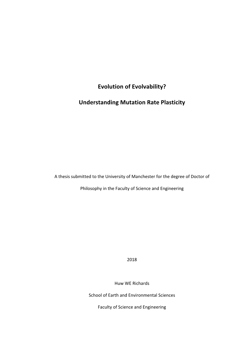 Evolution of Evolvability? Understanding Mutation Rate