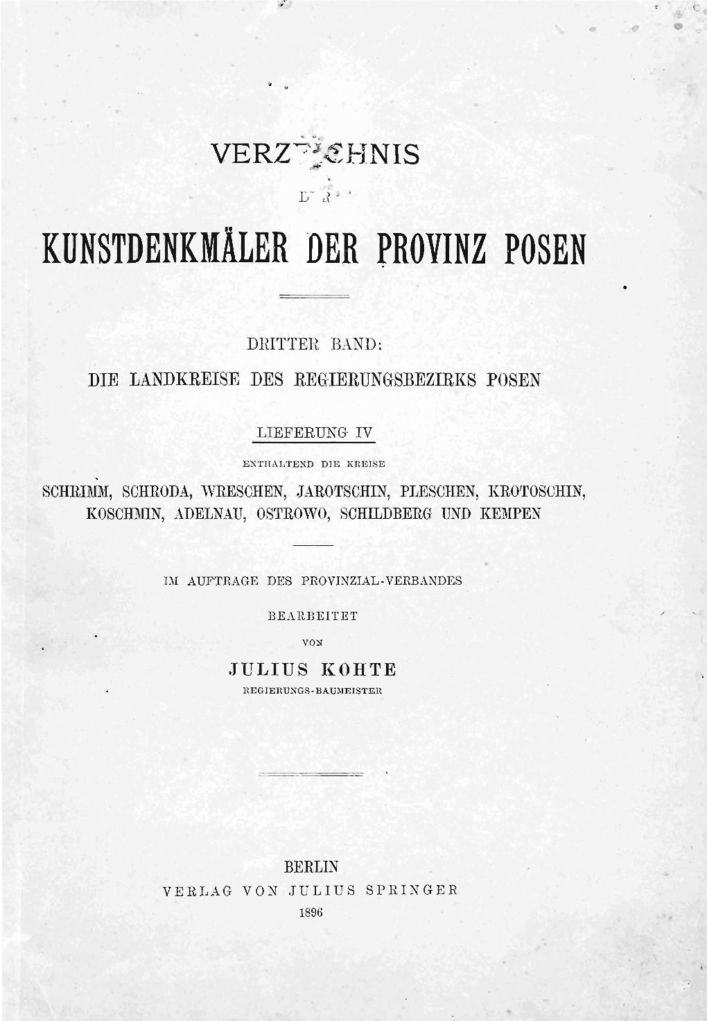 ·Kunstdenkmaler Der Provinz Posen