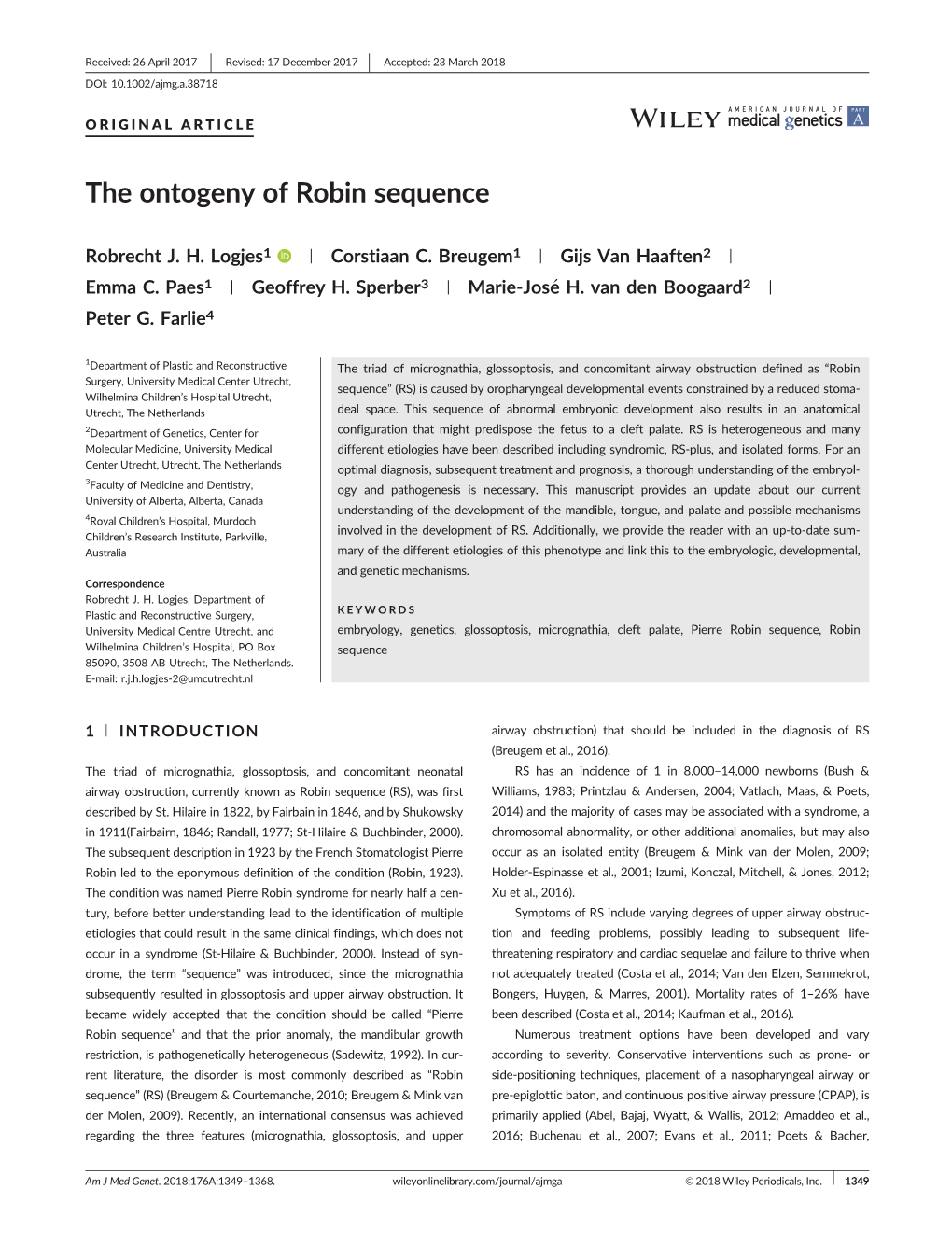 The Ontogeny of Robin Sequence