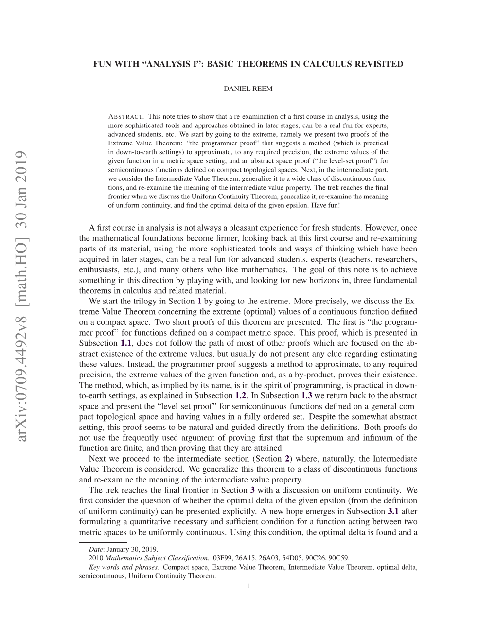 Arxiv:0709.4492V8 [Math.HO] 30 Jan 2019 Eiotnos Nfr Otniytheorem