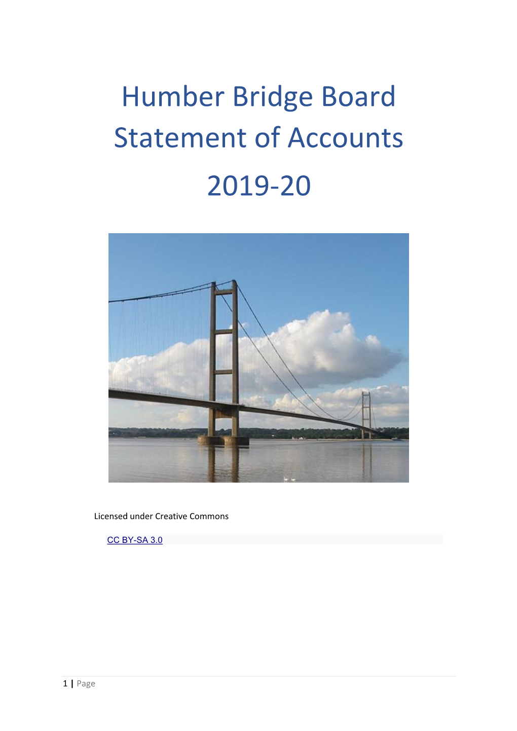 Humber Bridge Board Accounts Final 2019-20