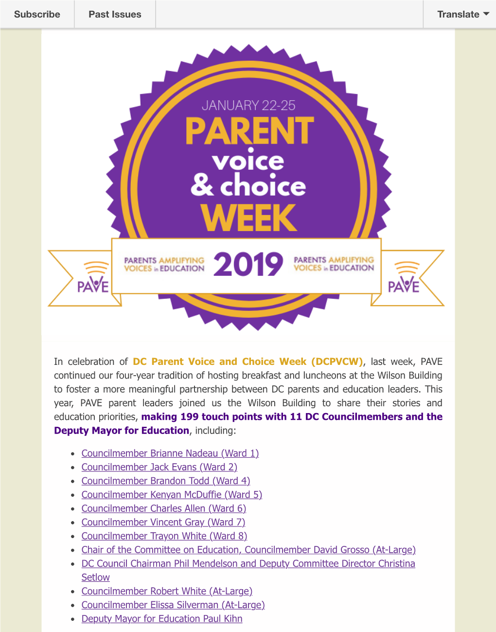 In Celebration of DC Parent Voice and Choice Week (DCPVCW), Last Week