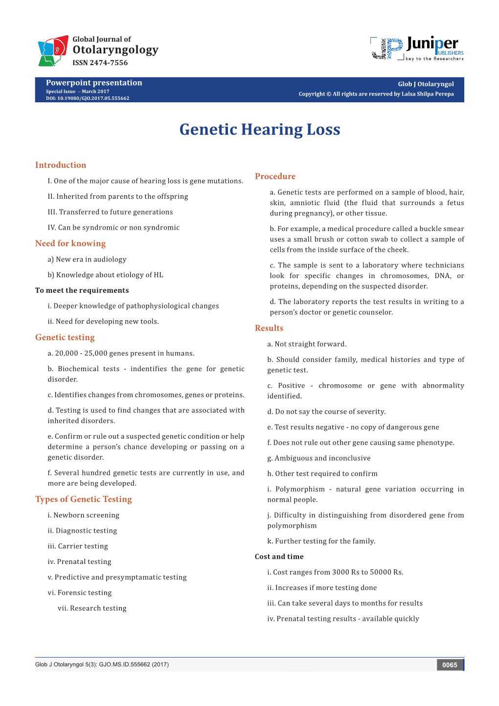 Genetic Hearing Loss