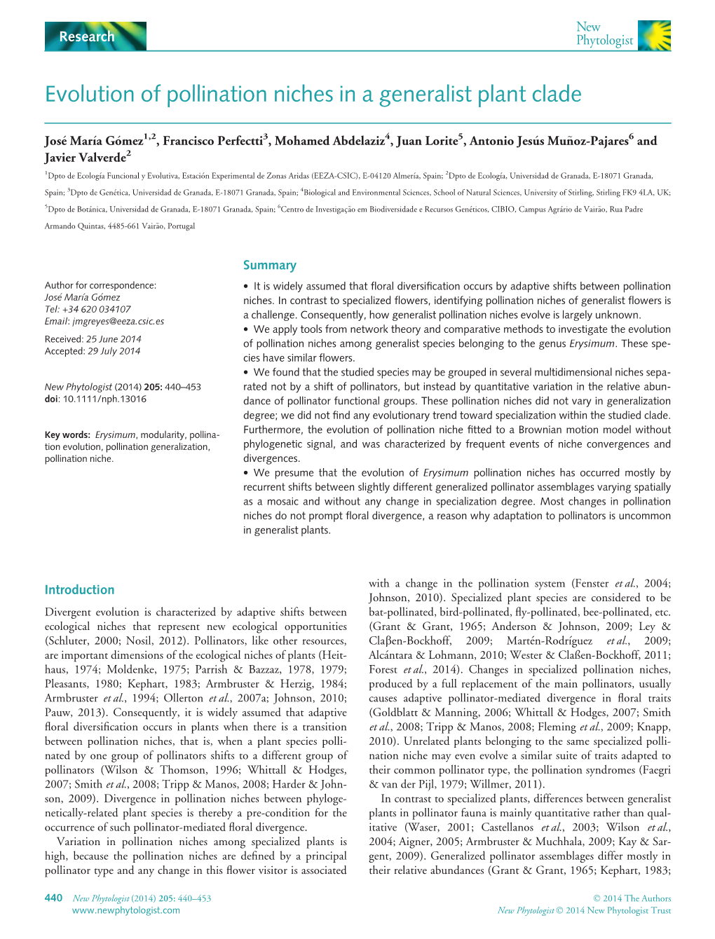 Evolution of Pollination Niches in a Generalist Plant Clade