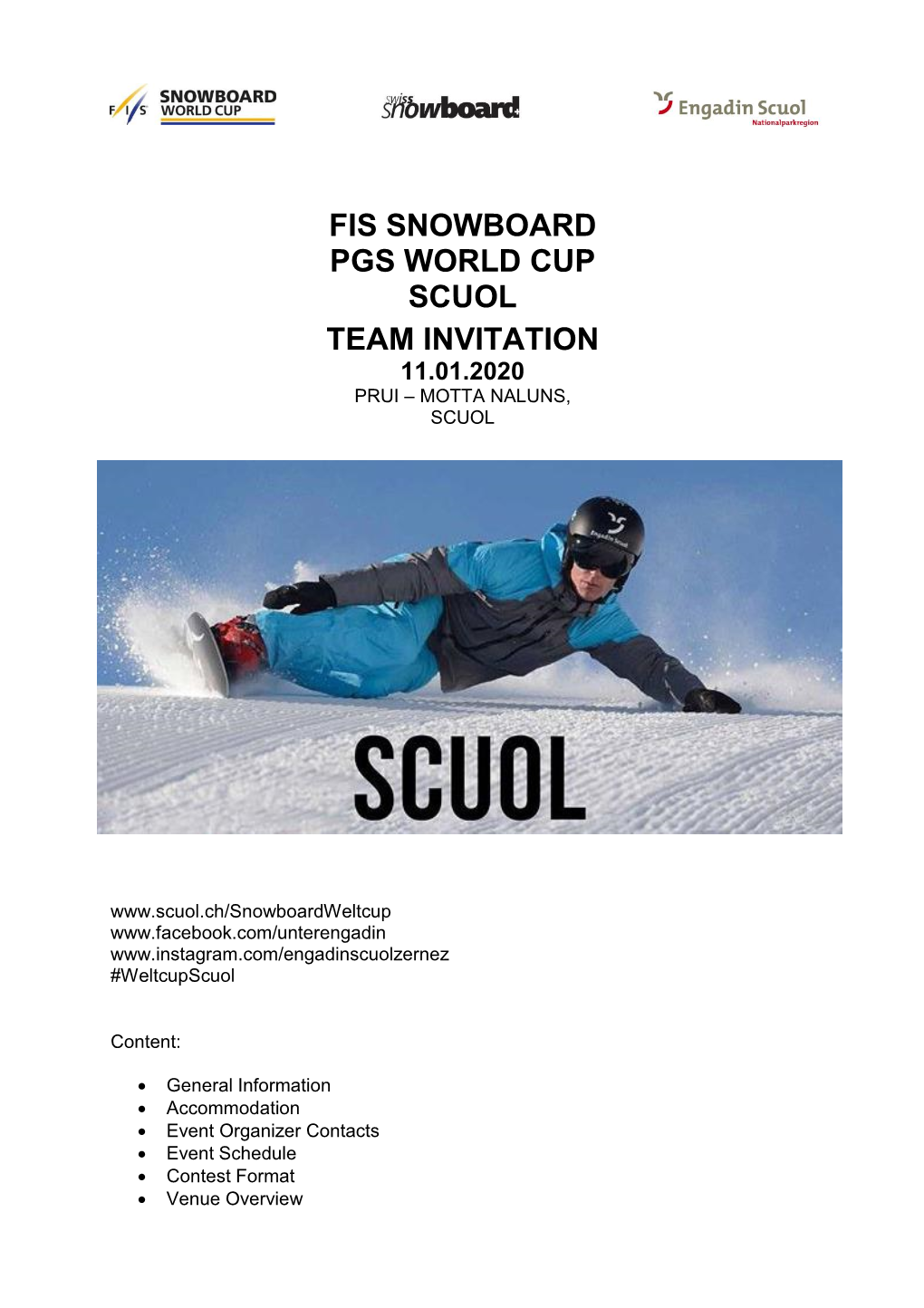 Fis Snowboard Pgs World Cup Scuol Team Invitation 11.01.2020 Prui – Motta Naluns, Scuol