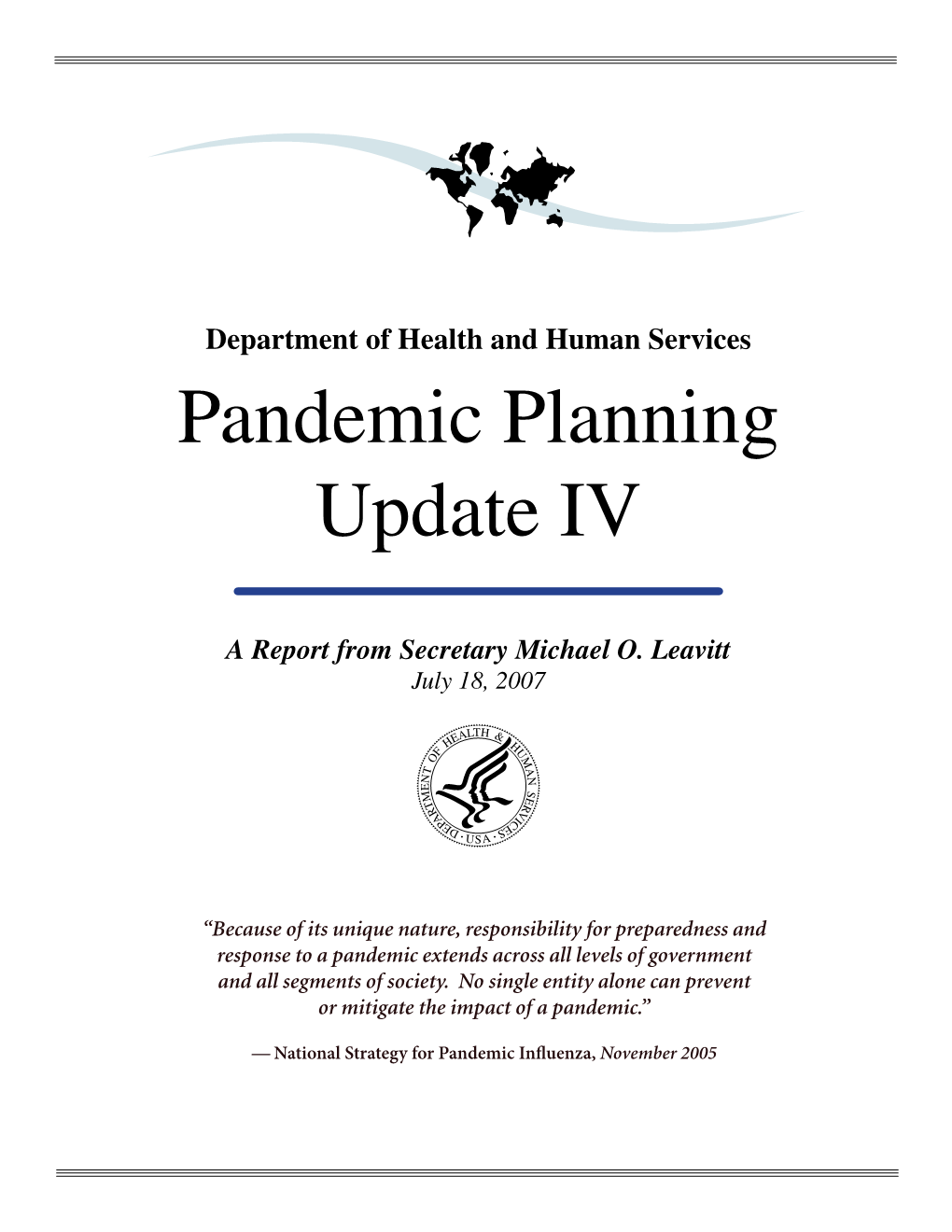 HHS Pan Flu Planning Update 2007