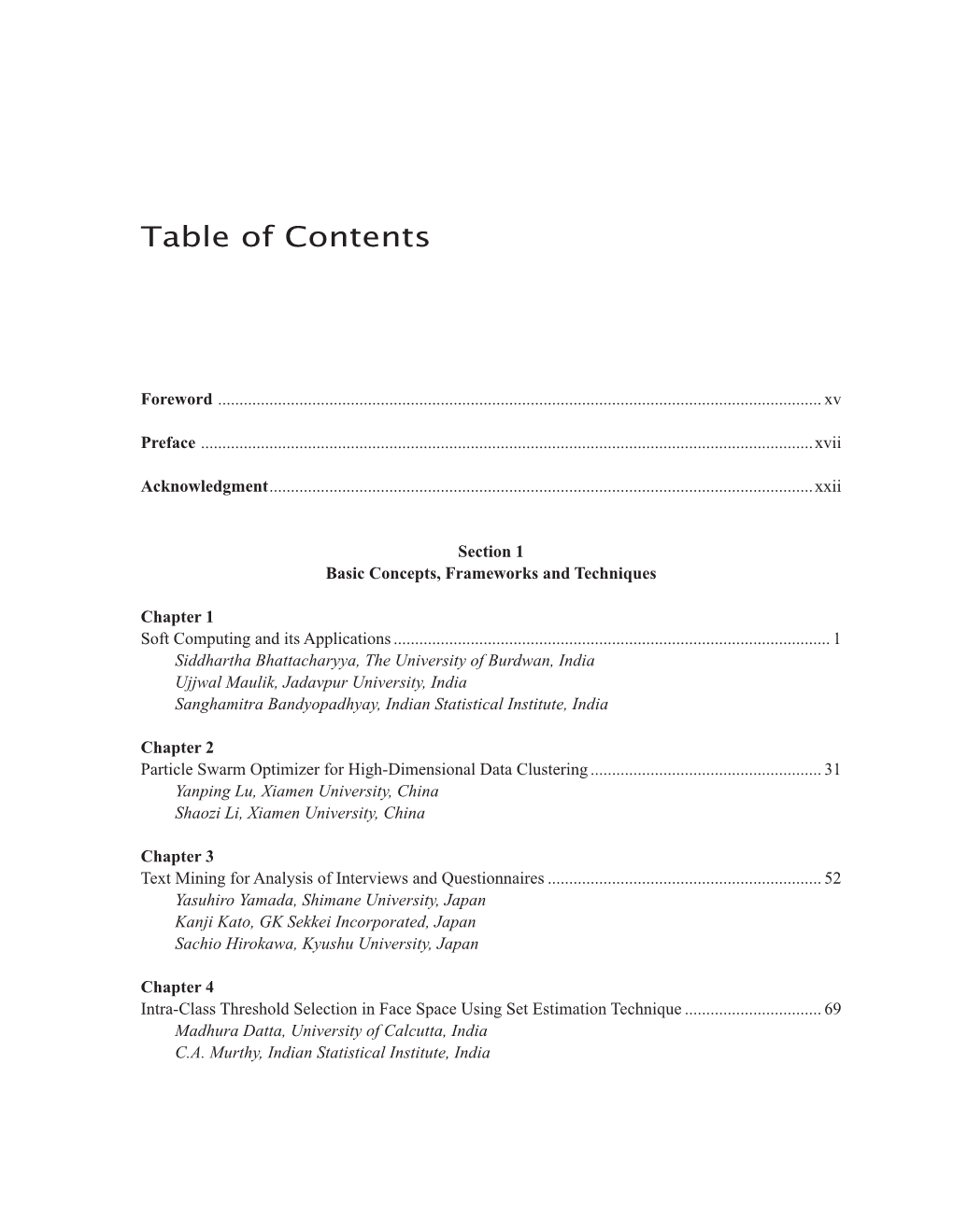 Table of Contents