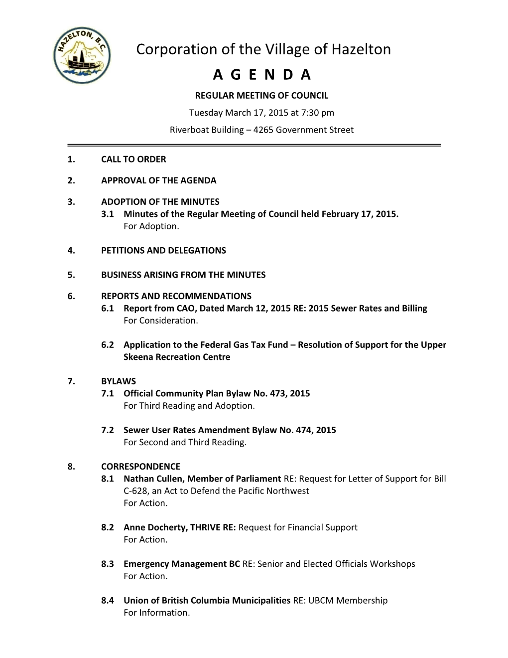 MEETING AGENDA Page 2 of 2