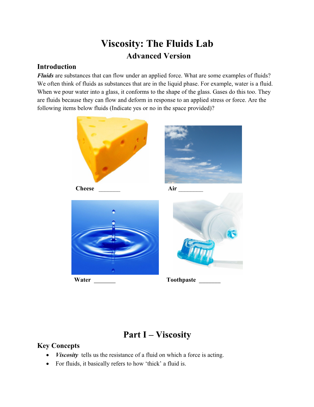 Viscosity: the Fluids Lab