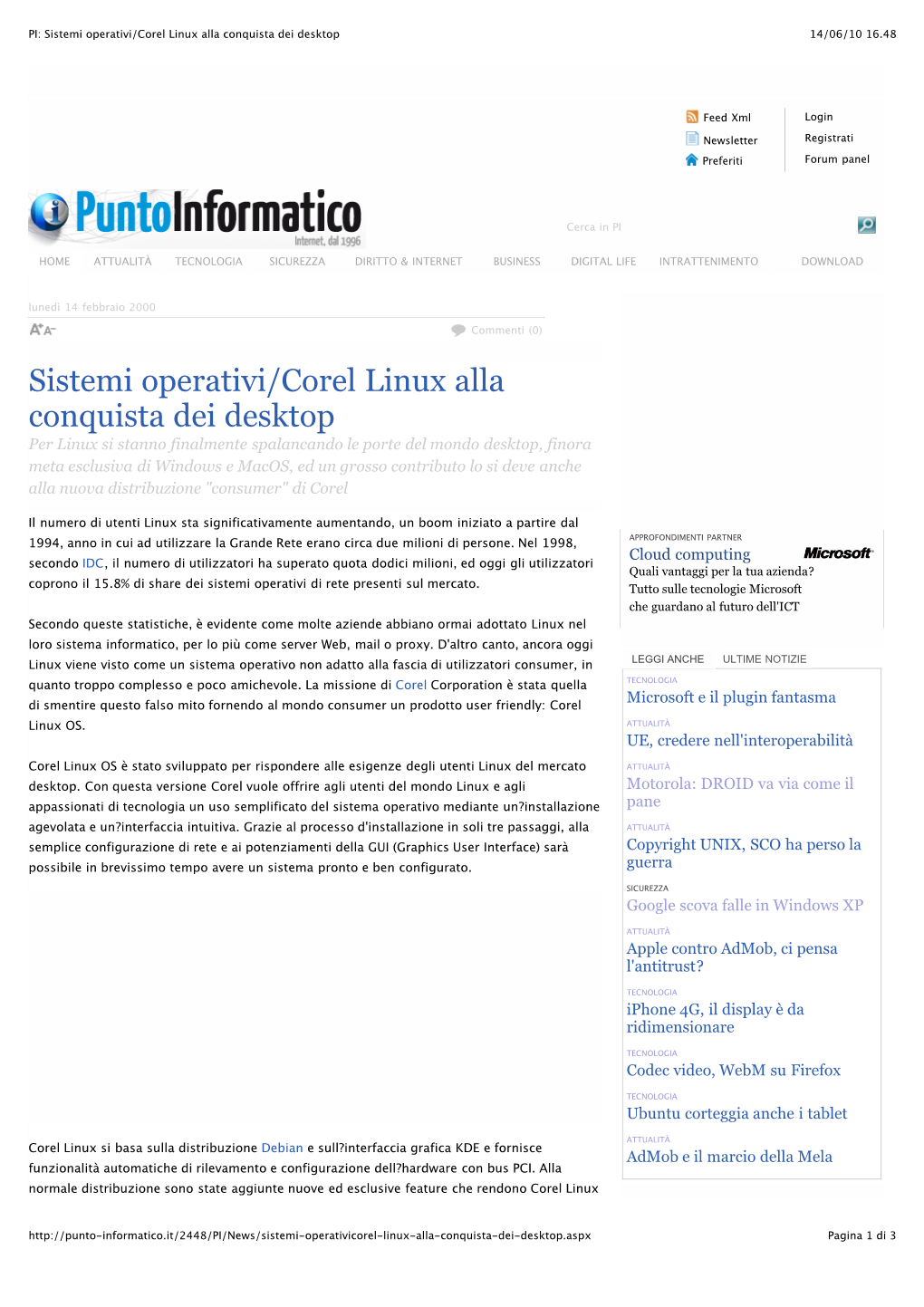 Sistemi Operativi/Corel Linux Alla Conquista Dei Desktop 14/06/10 16.48