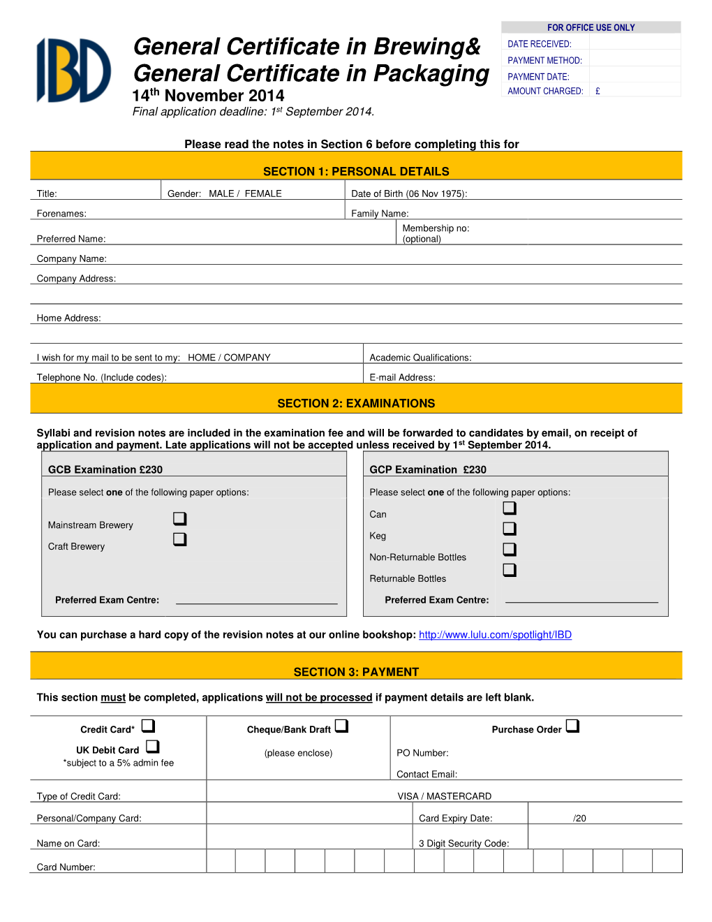 General Certificate in Brewing& General Certificate in Packaging