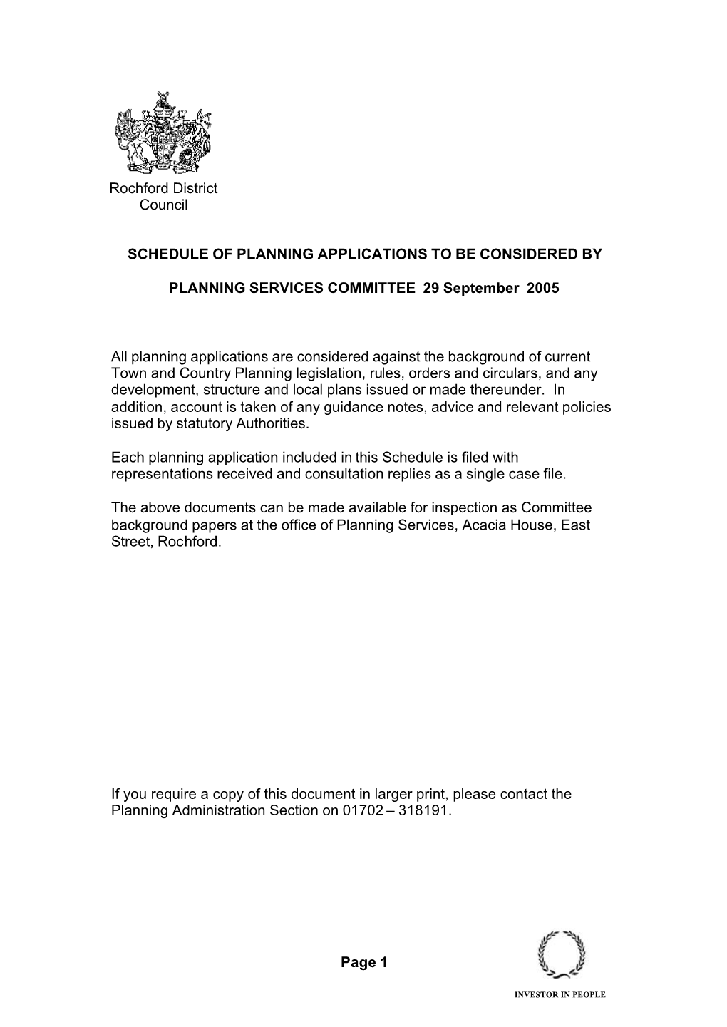 Planning Services Committee 290905