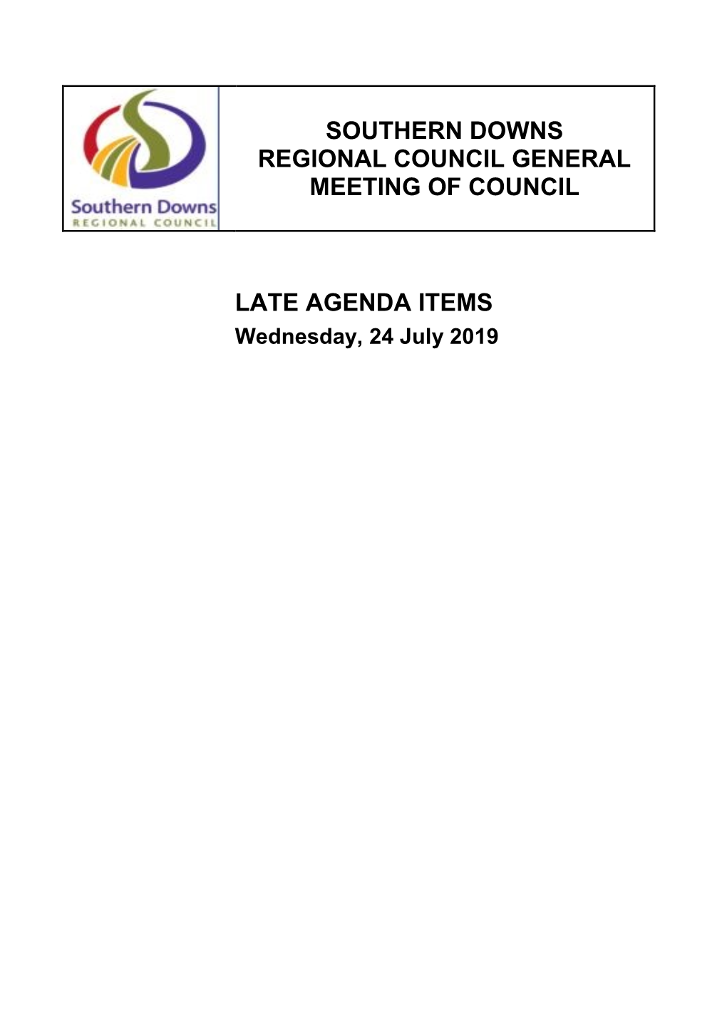Late Items Agenda of General Council Meeting