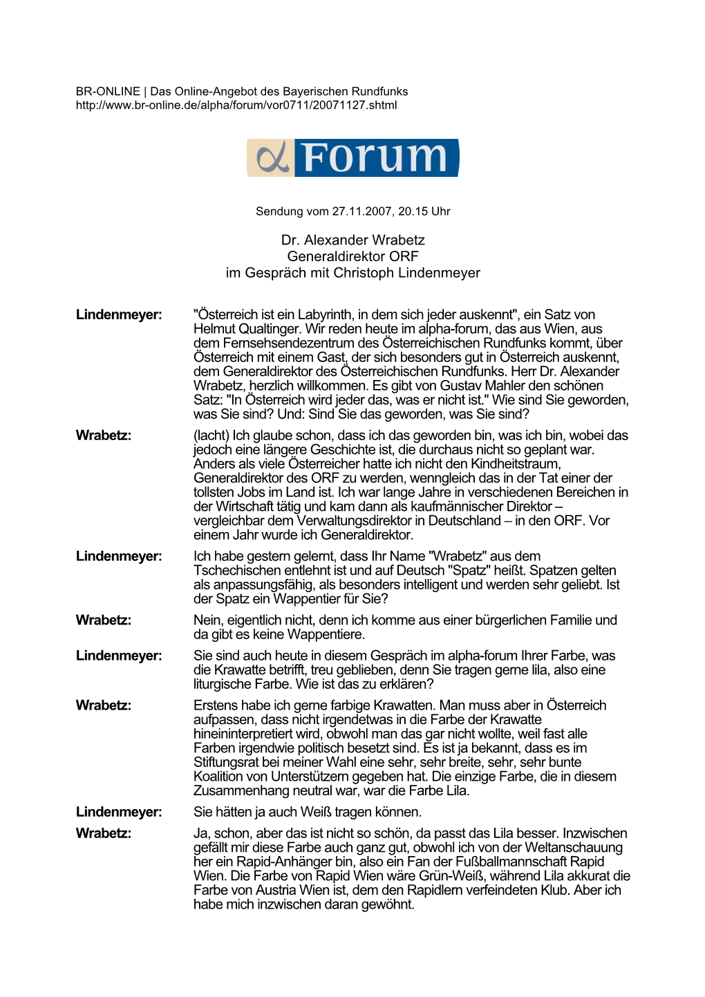 Dr. Alexander Wrabetz Generaldirektor ORF Im Gespräch Mit Christoph Lindenmeyer