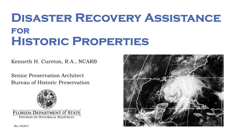 Disaster Recovery Assistance Historic Properties